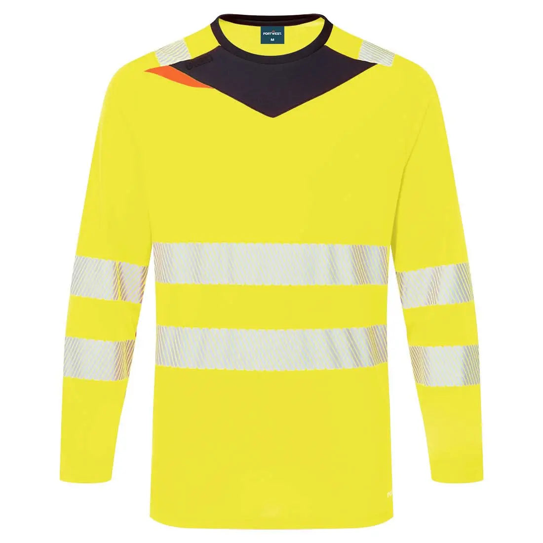 Portwest Dx4 Hi Vis T Shirt LS DX416 - Yellow Black - Customisable Hi-Vis T-Shirts