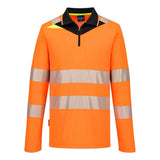 Portwest DX4 Hi Vis Zip Polo Shirt LS DX419 - Orange Black - Customisable Hi-Vis Polos