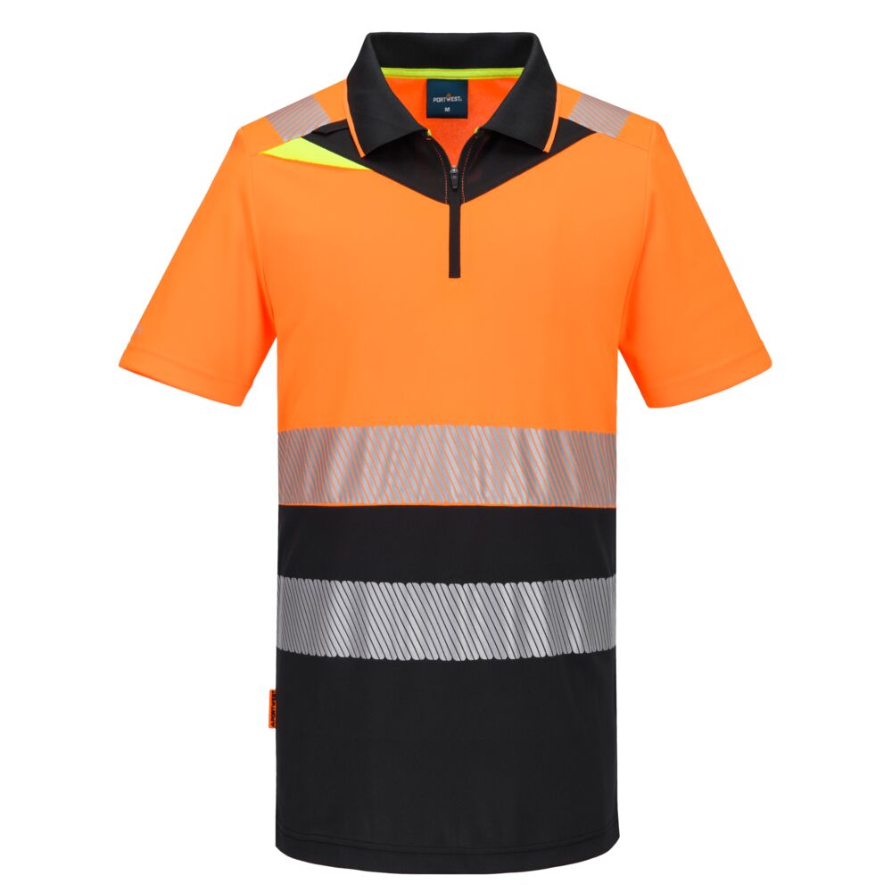 Dx4 Hi Vis Zip Class 1 Polo Shirt S/S |  Portwest