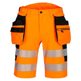 Portwest Dx4 Hi Vis Holster Pocket Shorts DX446 - Orange Black - Customisable Shorts