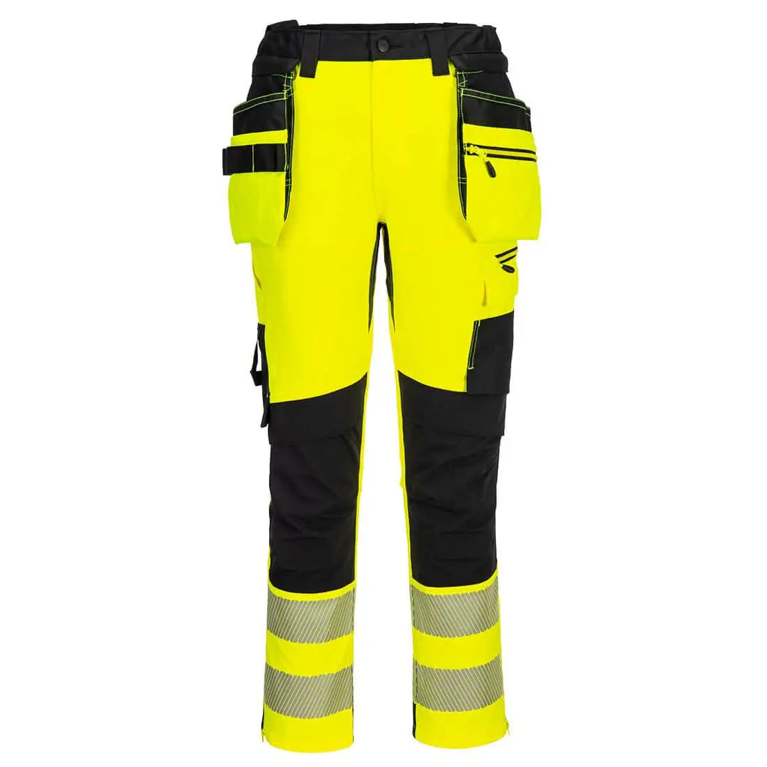 Portwest Dx4 Hi Vis Detachable Holster Pocket Craft Trousers DX454 - Yellow Black - Customisable Hi-Vis Trousers