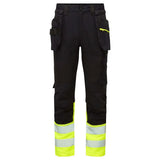 Portwest Dx4 Hi Vis Class 1 Detachable Holster Pocket Craft Trousers DX457 - Yellow Black - Customisable Hi-Vis Trousers