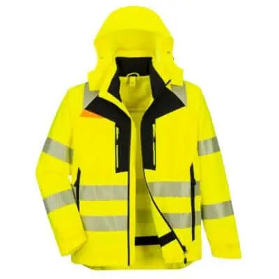 Portwest Dx4 Hi Vis 4 In 1 Jacket DX466 - Yellow Black - Customisable Jacket