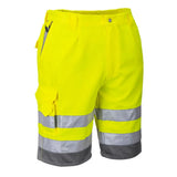 Portwest Hi Vis Contrast Shorts E043 - Yellow Grey - Customisable Shorts
