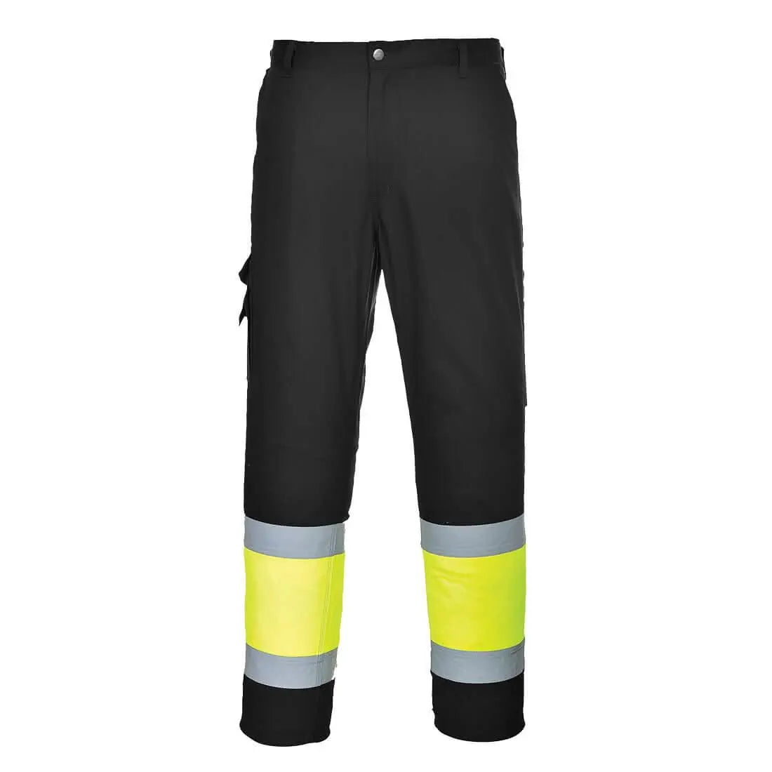 Portwest Hi Vis Contrast Class 1 Service Trousers E049 - Yellow Black - Customisable Hi-Vis Trousers