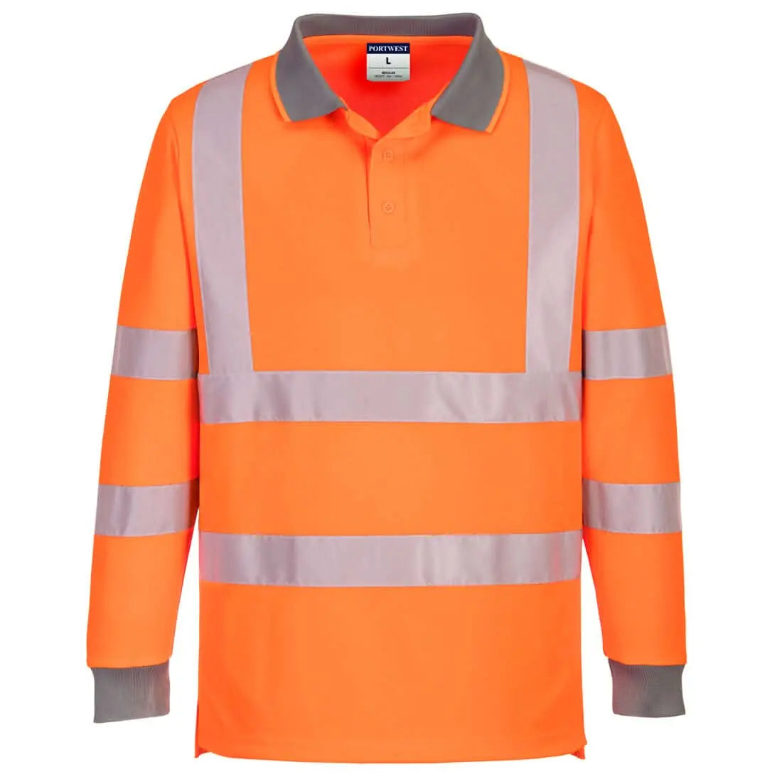 Portwest Eco Hi Vis Polo Shirt LS 6 Pack EC11 - Orange - Customisable Hi-Vis Polos