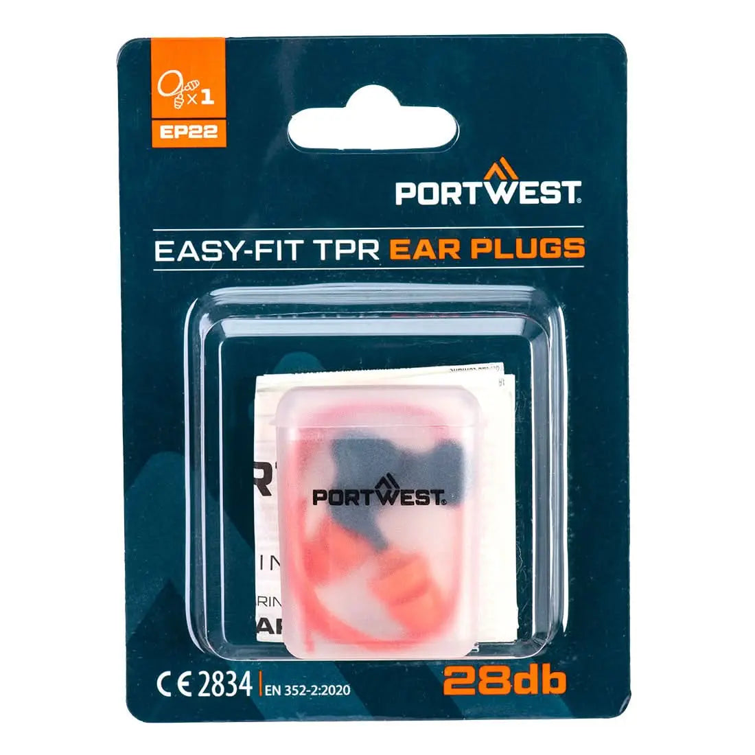 Portwest Easy Fit TPR Corded 1 Pair - Orange OneSize - Customisable Ear Plugs/Ddefenders