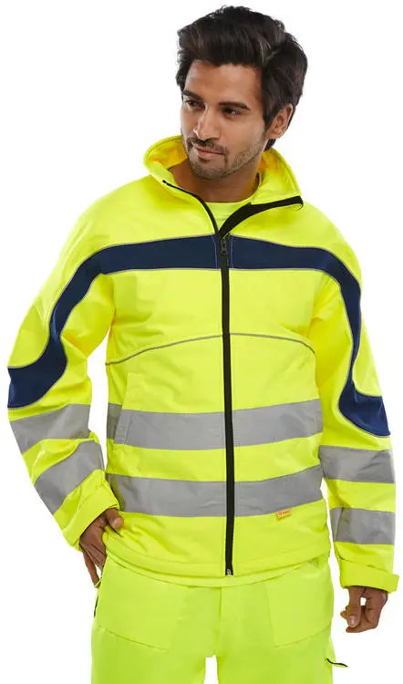 Beeswift Eton Hi Vis Soft Shell Jacket Et40 - - Customisable Jacket