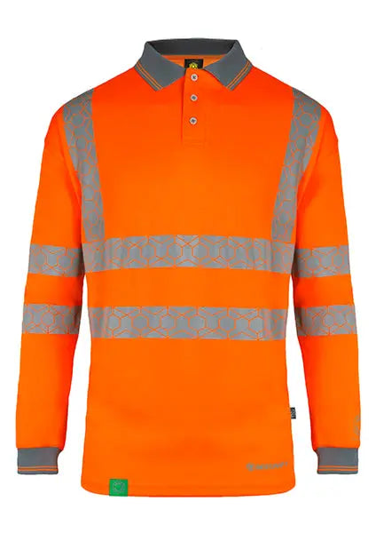 Envirowear Beeswift Envirowear Hi Vis Long Sleeve Recyclable Polo Shirt Ewcpkls - - Customisable Polo Shirts