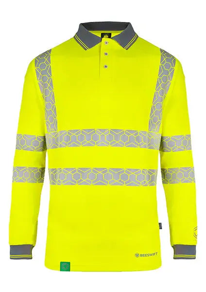 Envirowear Beeswift Envirowear Hi Vis Long Sleeve Recyclable Polo Shirt Ewcpkls - - Customisable Polo Shirts