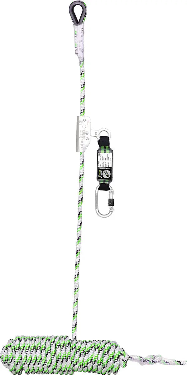 Kratos Fall Arrester On Kernmantle Rope Mtr Hsfa2010220 - White Green 20M - Customisable Karabiners
