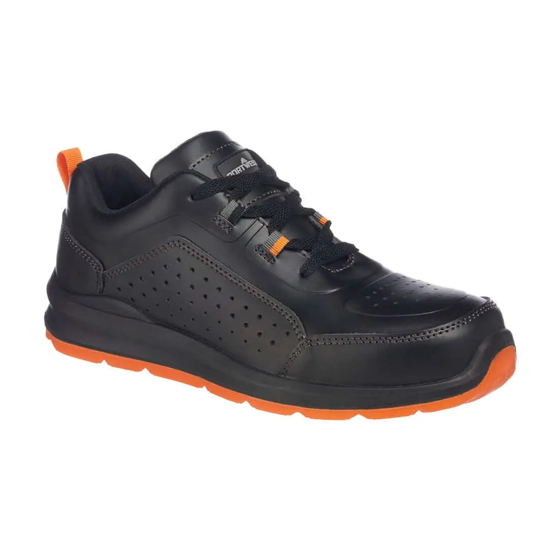 Portwest Compositelite Perforated Safety Trainer S1P FC09 - Black Orange - Customisable Trainers