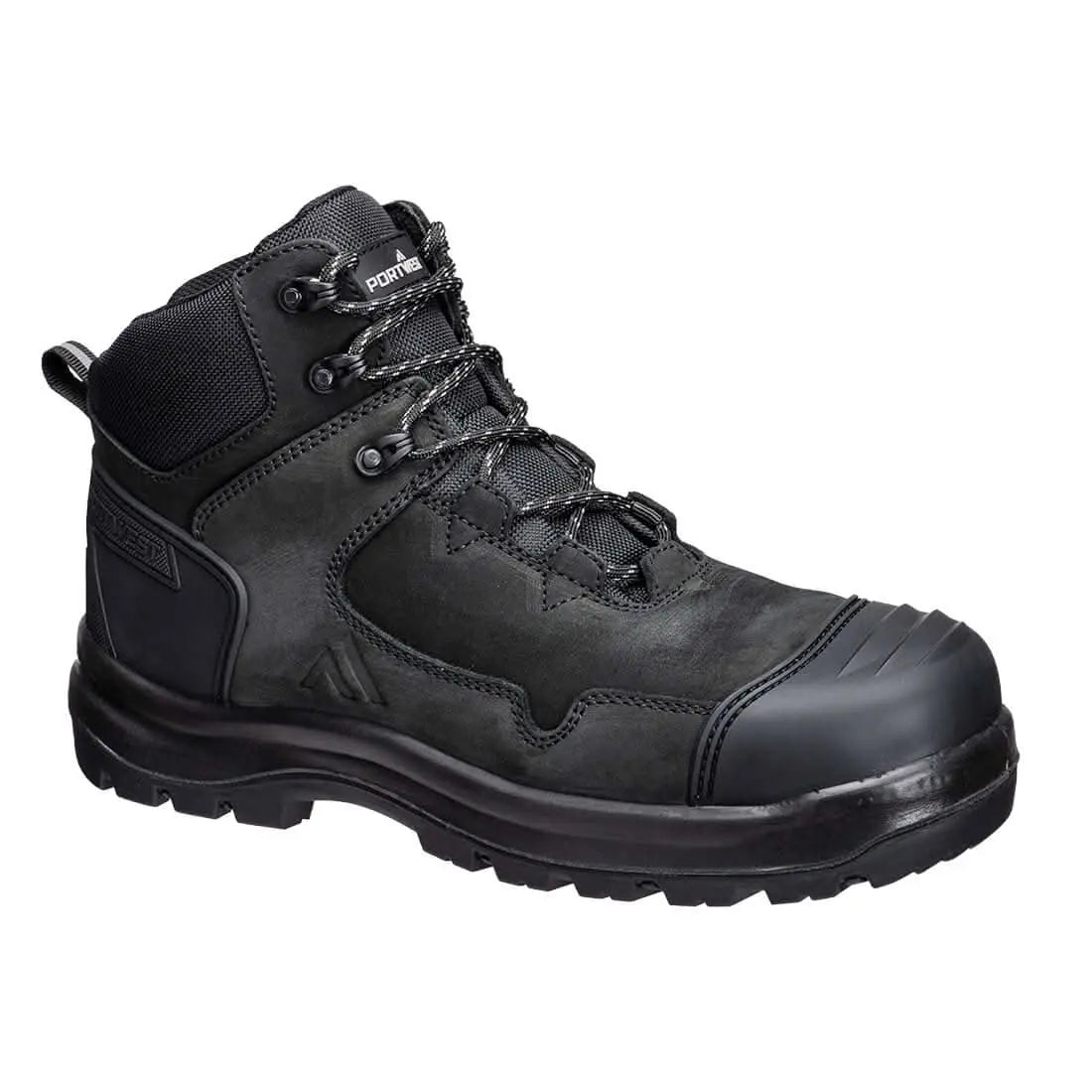 Portwest Composite Nubuck Leather Mid Safety Boot FD04 - Black - Customisable Boots