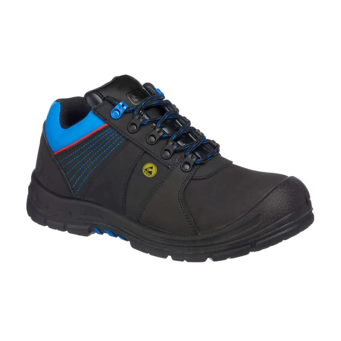Portwest Composite Action Nubuck Low Shoe S3 Esd Hro Src FD27 - Black Blue - Customisable Shoes