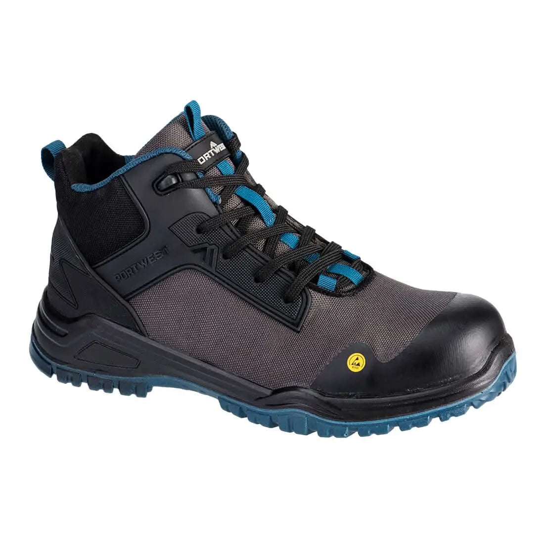 Portwest Bevel Composite Mid Boot S3S Esd Sr Fo FE01 - Black Teal - Customisable Boots