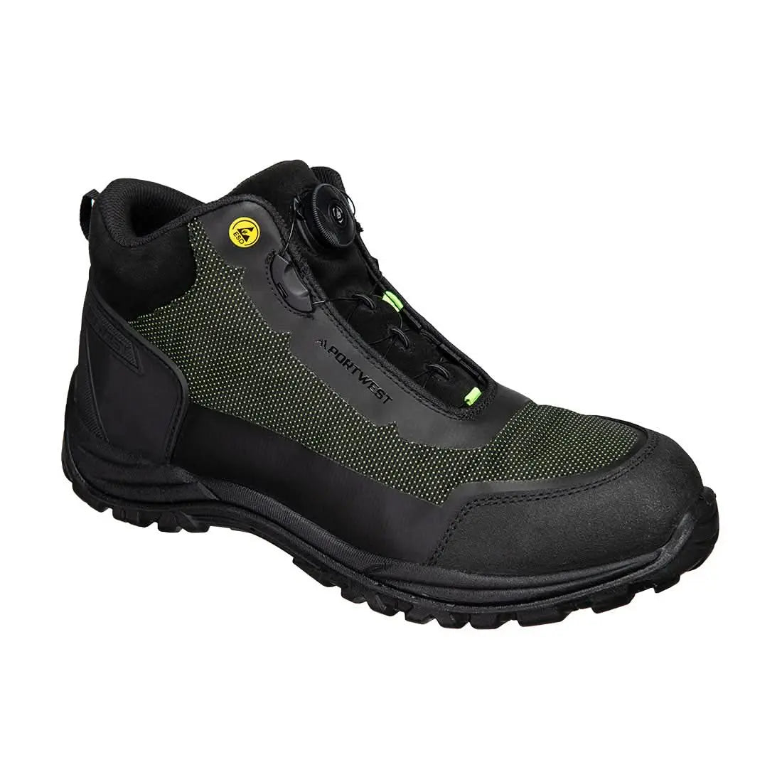 Portwest Girder Composite Mid Boot S3S Esd Sr Fo FE04 - Black Green - Customisable Boots