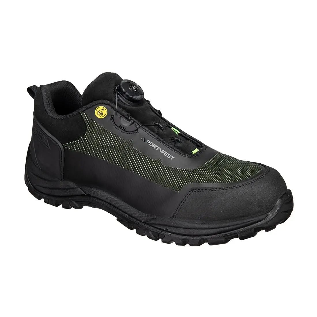 Portwest Girder Composite Low Shoe S3S Esd Sr Fo FE05 - Black Green - Customisable Shoes