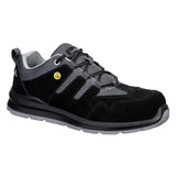 Portwest Composite Cow Suede Leather Trainer S1 Esd Sr Fo FE07 - Black Grey - Customisable Trainers