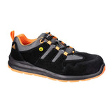 Portwest Composite Cow Suede Leather Trainer S1 Esd Sr Fo FE07 - Black Orange - Customisable Trainers