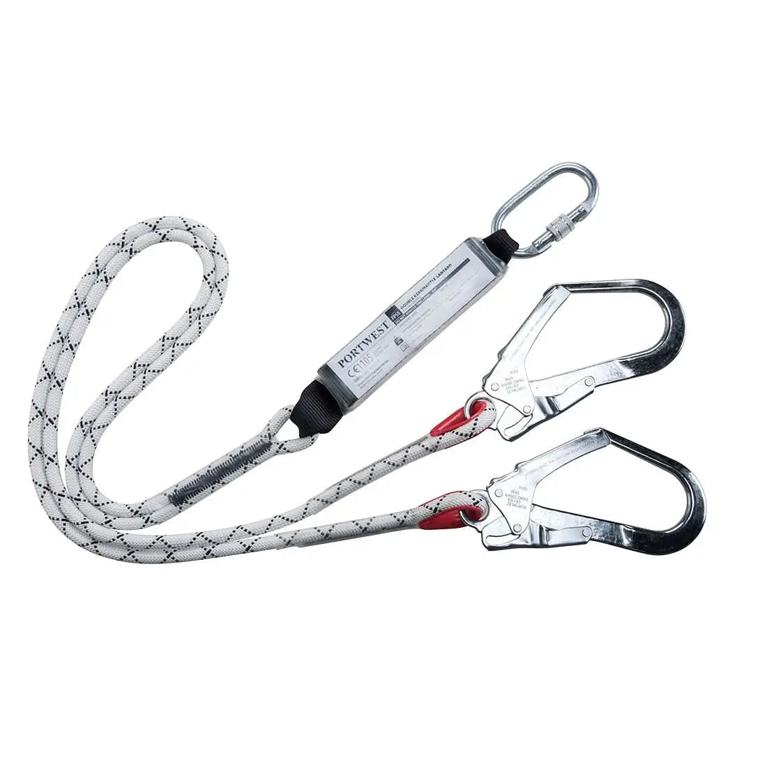 Portwest Double Kernmantle 18M Lanyard With Shock Absorber FP55 - White - Customisable PPE