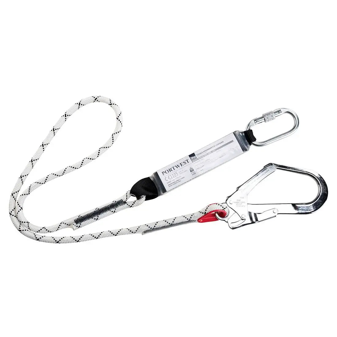 Portwest Single Kernmantle 18M Lanyard With Shock Absorber FP56 - White - Customisable PPE