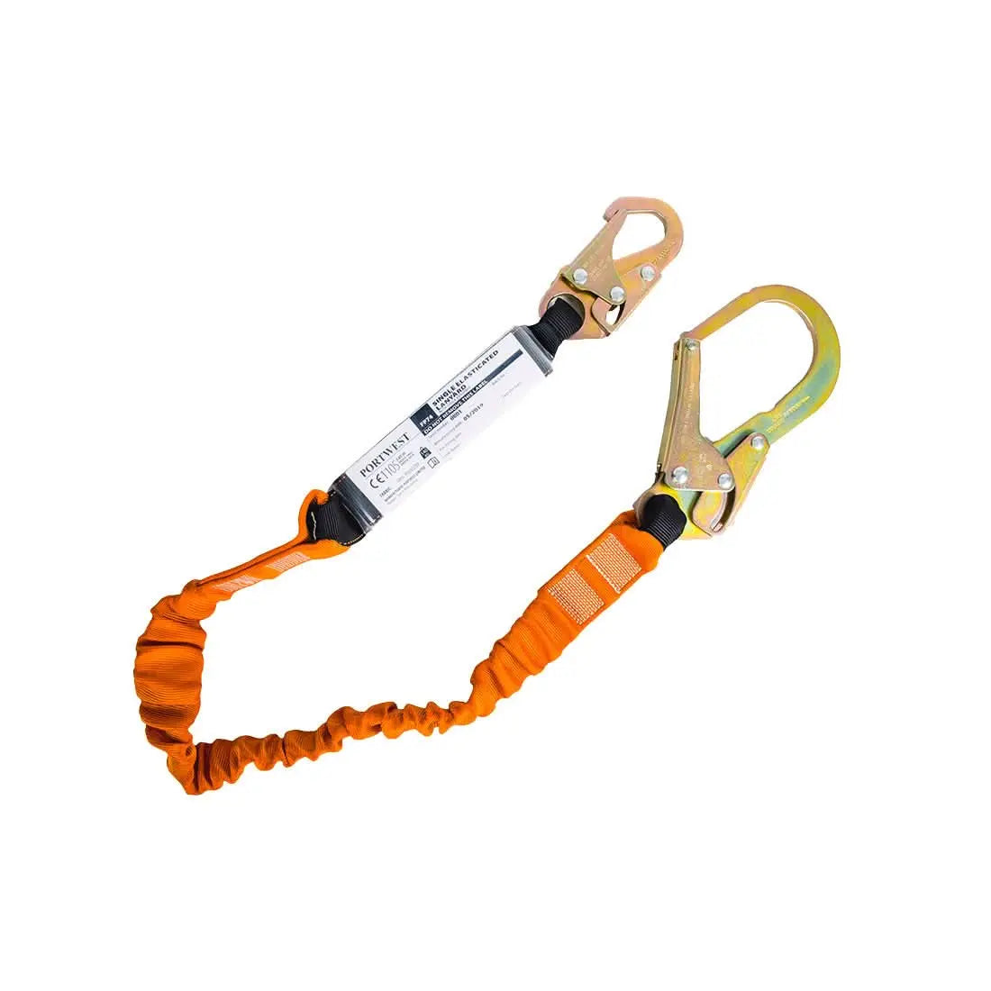 Portwest Single 140Kg 18M Lanyard With Shock Absorber FP74 - Black Orange - Customisable PPE