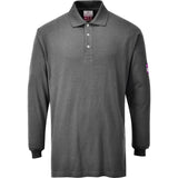 Portwest Flame Resistant Anti-static Long Sleeve Polo FR10 - Grey - Customisable Polos