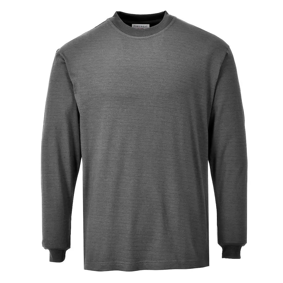 Portwest Flame Resistant Anti-static Long Sleeve T-shirt FR11 - Grey - Customisable T-Shirts