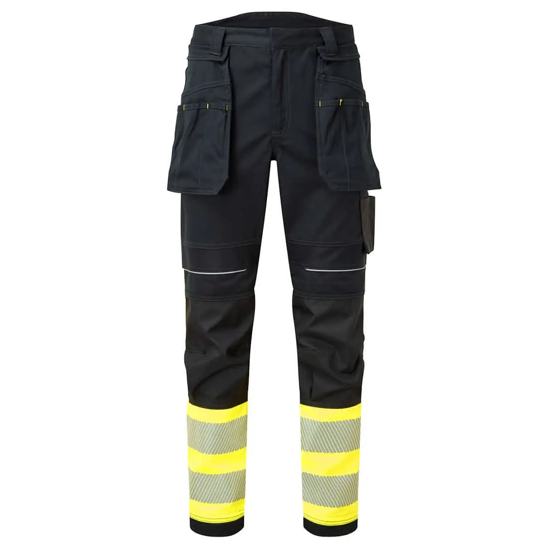 Portwest Pw3 Modaflame Work Hi Vis Class 1 Holster Trousers FR416 - Yellow Black - Customisable Hi-Vis Trousers
