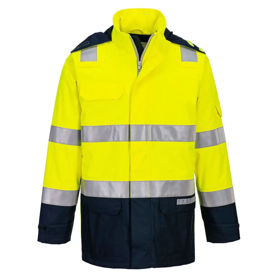 Portwest Bizflame Rain Hi Vis Fr Jacket FR605 - Yellow Navy - Customisable Jacket