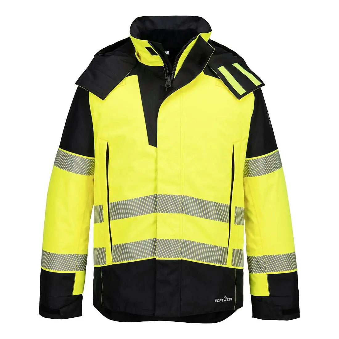 Portwest Pw3 Fr Modaflame Rain Hi Vis Winter Jacket FR606 - Yellow Black - Customisable Jacket