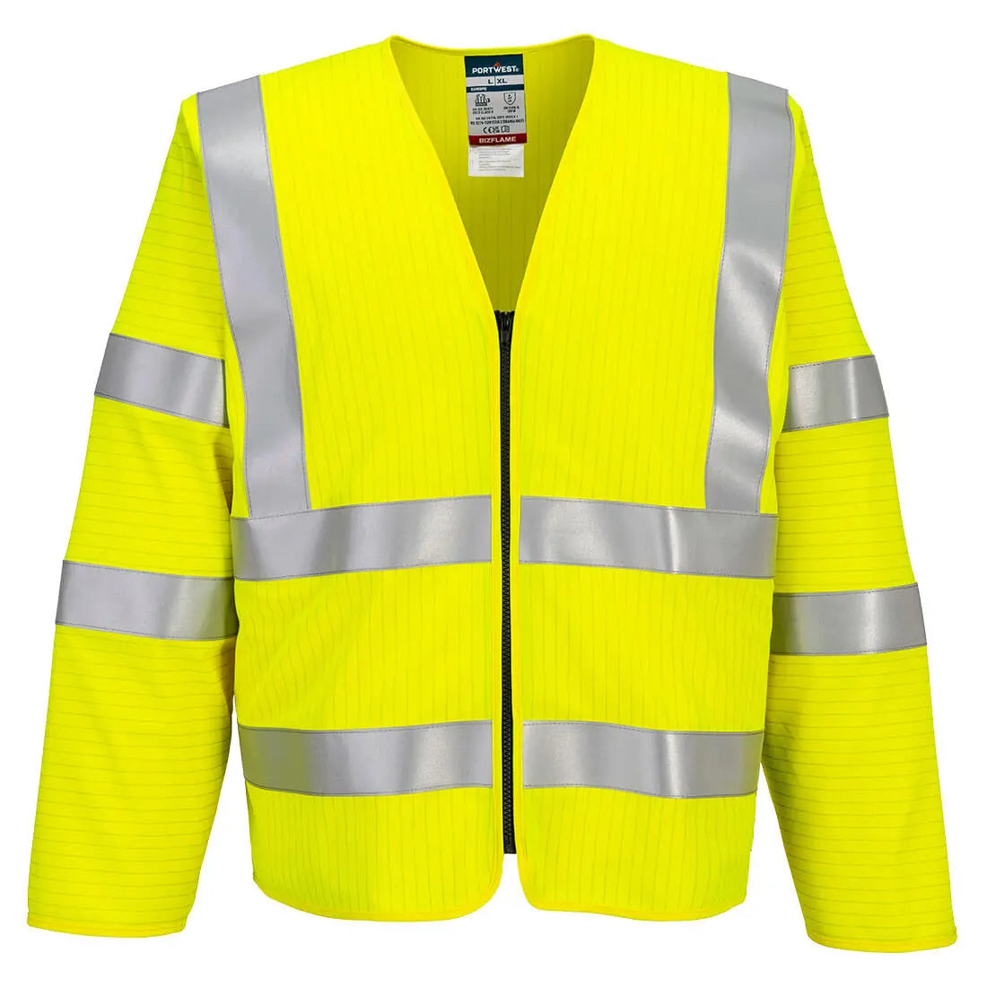 Bizflame Hi Vis Fr Long Sleeve Zip Vest Portwest