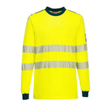 Portwest Pw3 Fr Modaflame Knit Hi Vis T Shirt FR701 - Yellow Navy - Customisable Hi-Vis T-Shirts