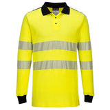 Portwest Pw3 Modaflame Knit Hi Vis Fr Long Seeve Polo Shirt FR702 - Yellow Black - Customisable Hi-Vis Polos