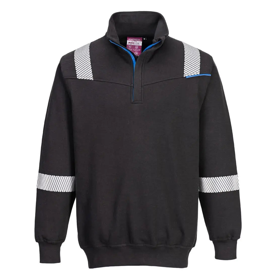 Portwest Wx3 Fr Modaflame Knit Sweatshirt FR710 - Black - Customisable Sweatshirts