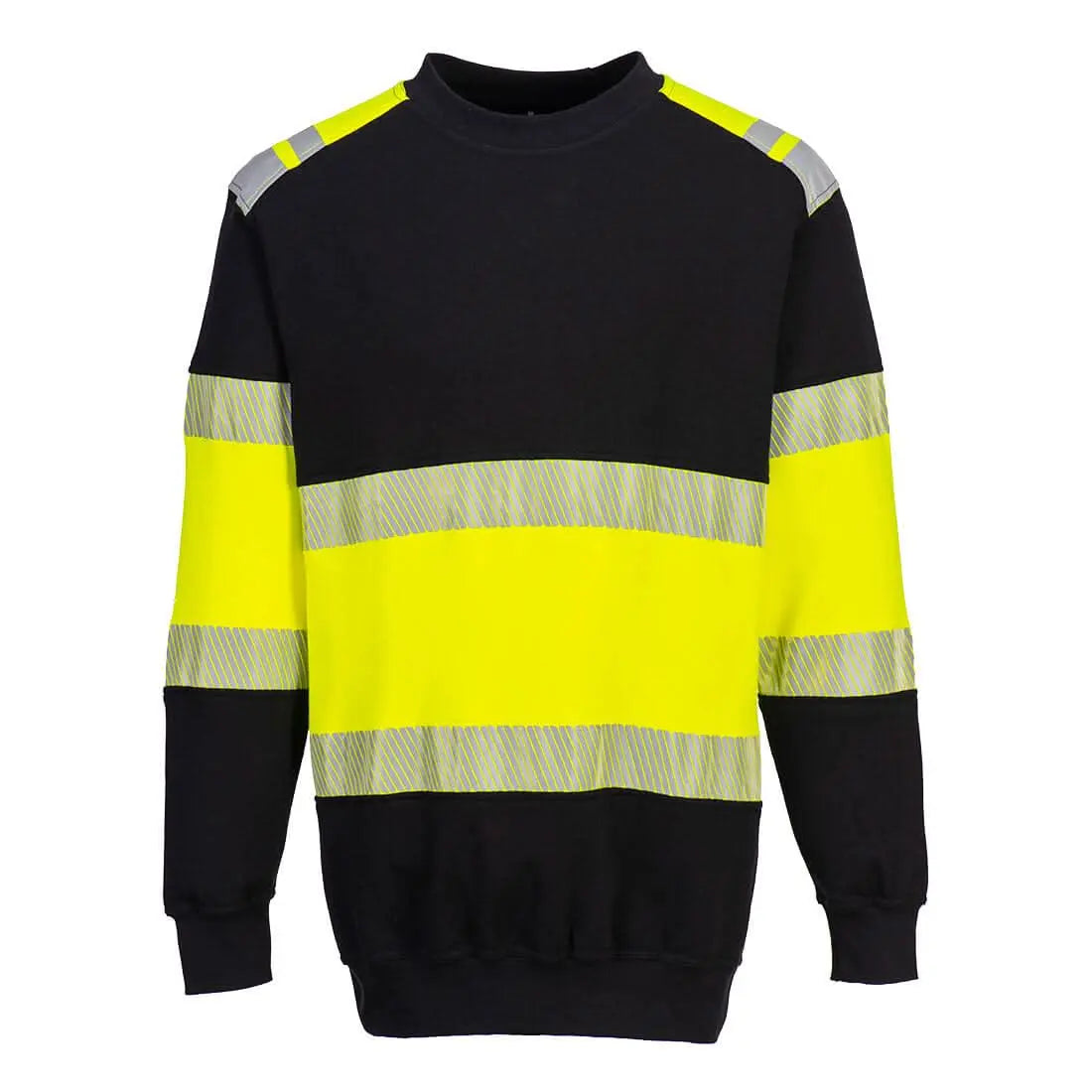 Portwest Pw3 Modaflame Knit Hi Vis Class 1 Fr Sweatshirt FR716 - Yellow Black - Customisable Hi-Vis Sweatshirt