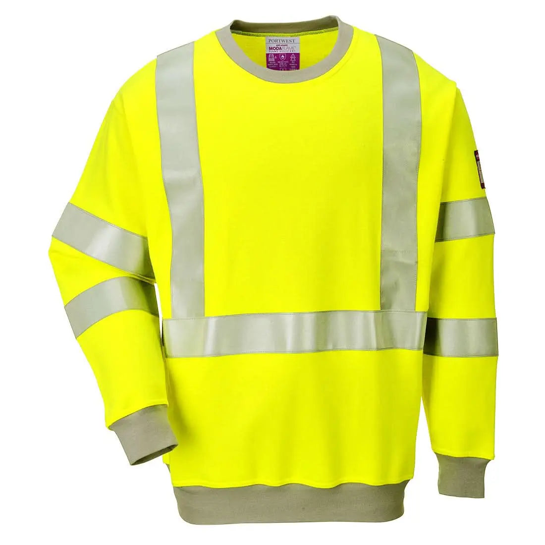 Portwest Modaflame Knit Hi Vis Fr Sweatshirt FR72 - Yellow - Customisable Hi-Vis Sweatshirt