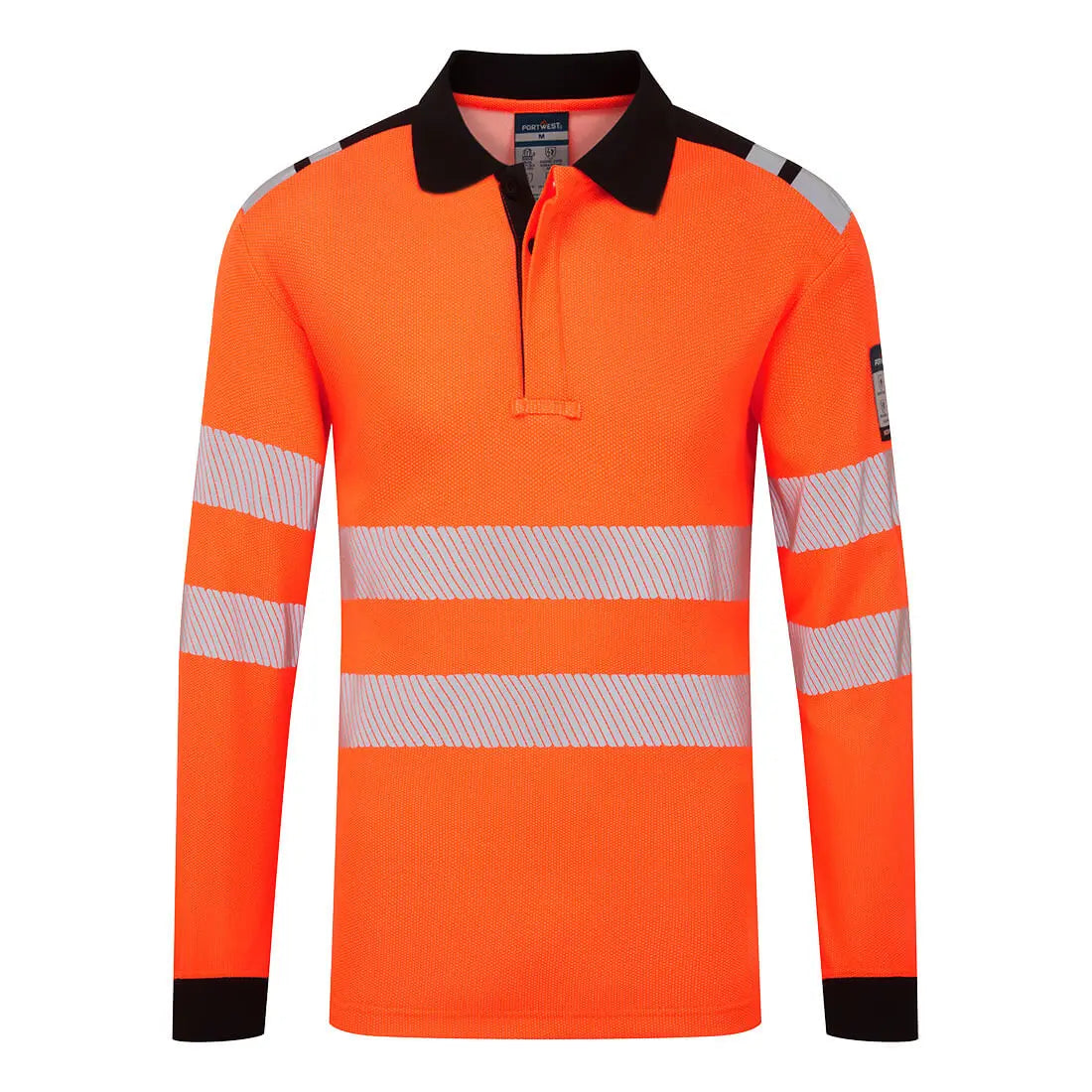 Portwest PW3 Modaflame Knit Hi-VisO FR Polo Shirt FR734 - Orange Black - Customisable Hi-Vis Polos