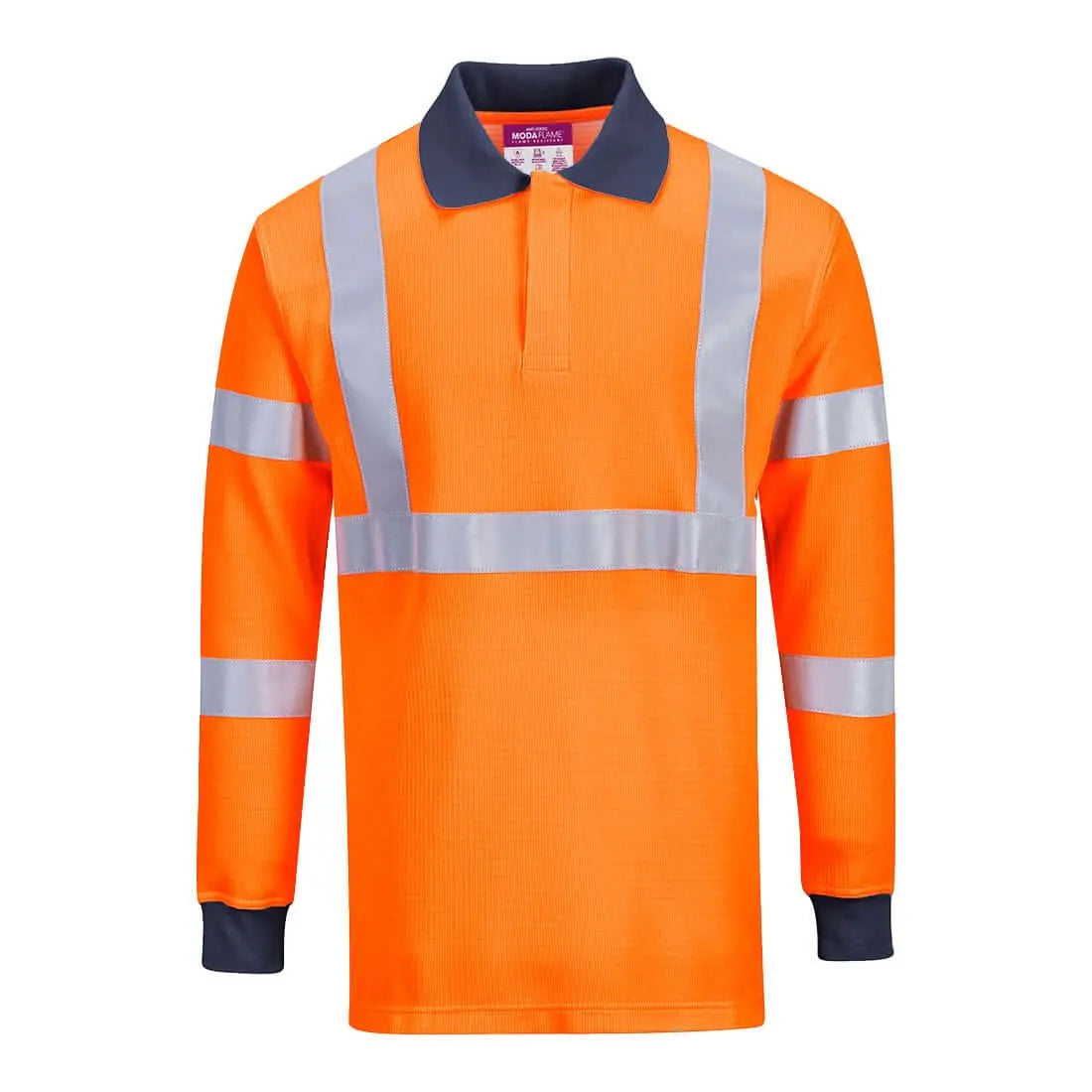 Portwest Modaflame Knit Hvo Ris Fr Polo Shirt FR76 - Orange - Customisable Polos