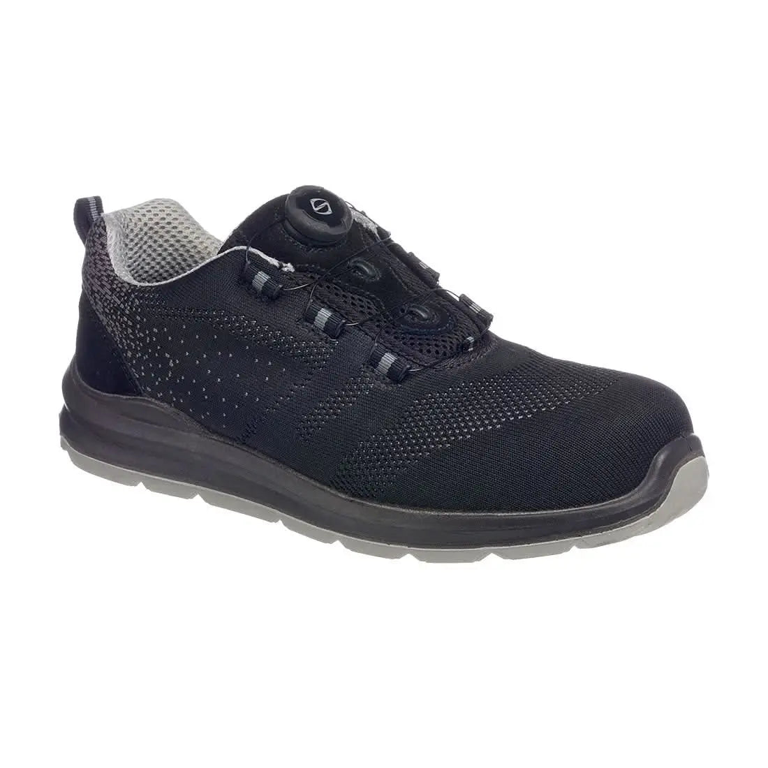 Portwest Composite Wire Lace Safety Trainer Knit S1P FT08 - Black Grey - Customisable Trainers