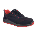 Portwest Composite Wire Lace Safety Trainer Knit S1P FT08 - Black Red - Customisable Trainers