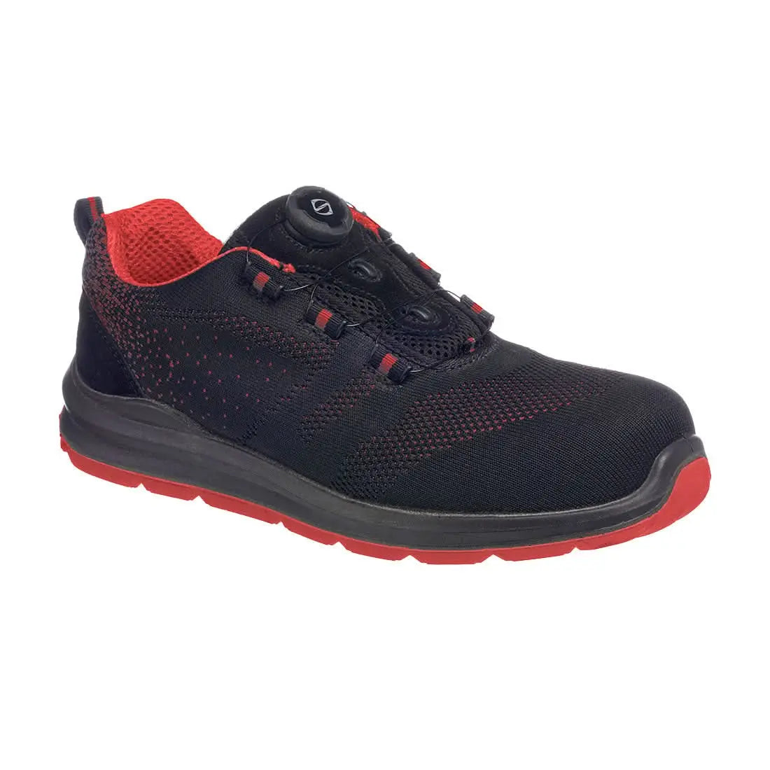 Portwest Composite Wire Lace Safety Trainer Knit S1P FT08 - Black Red - Customisable Trainers