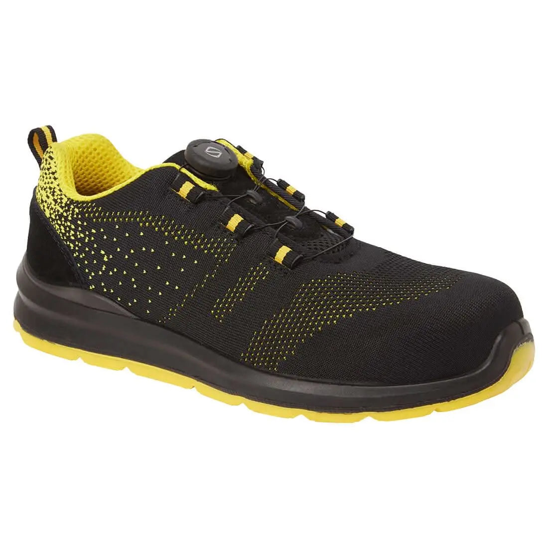 Portwest Composite Wire Lace Safety Trainer Knit S1P FT08 - Black Yellow - Customisable Trainers