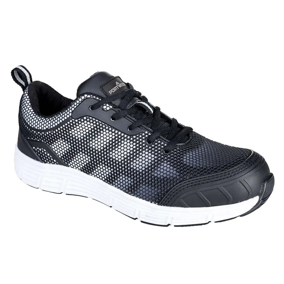 Portwest Steel Textile Trainer S1P Fo Sr FT15 - Black White - Customisable Trainers
