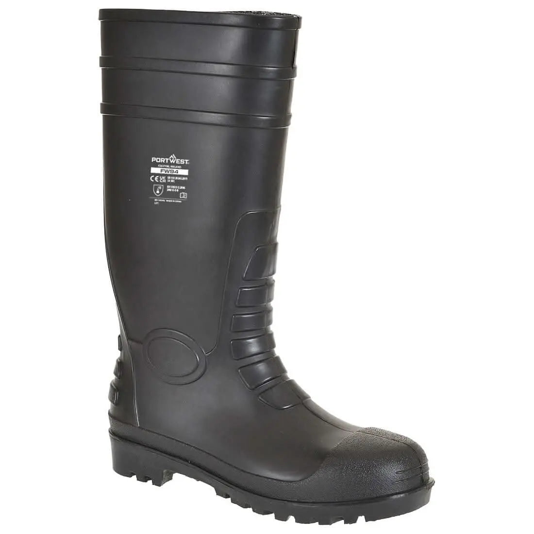 Portwest Steel Pvc Classic Wellington S4 Fo FW94 - Black - Customisable Wellingtons