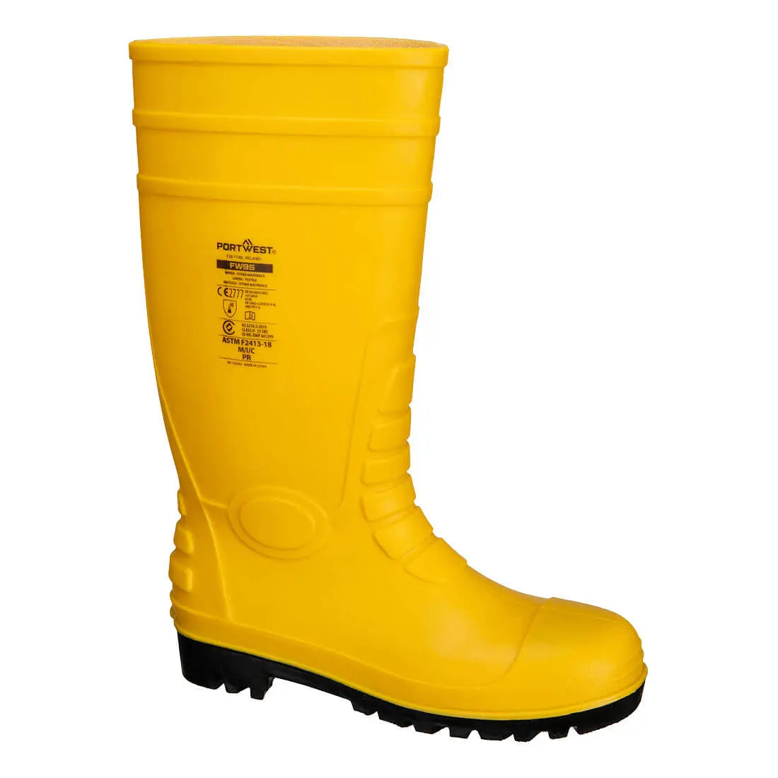 Portwest Steel PVC Wellington S5 FO CI FW95 - Yellow - Customisable Wellingtons