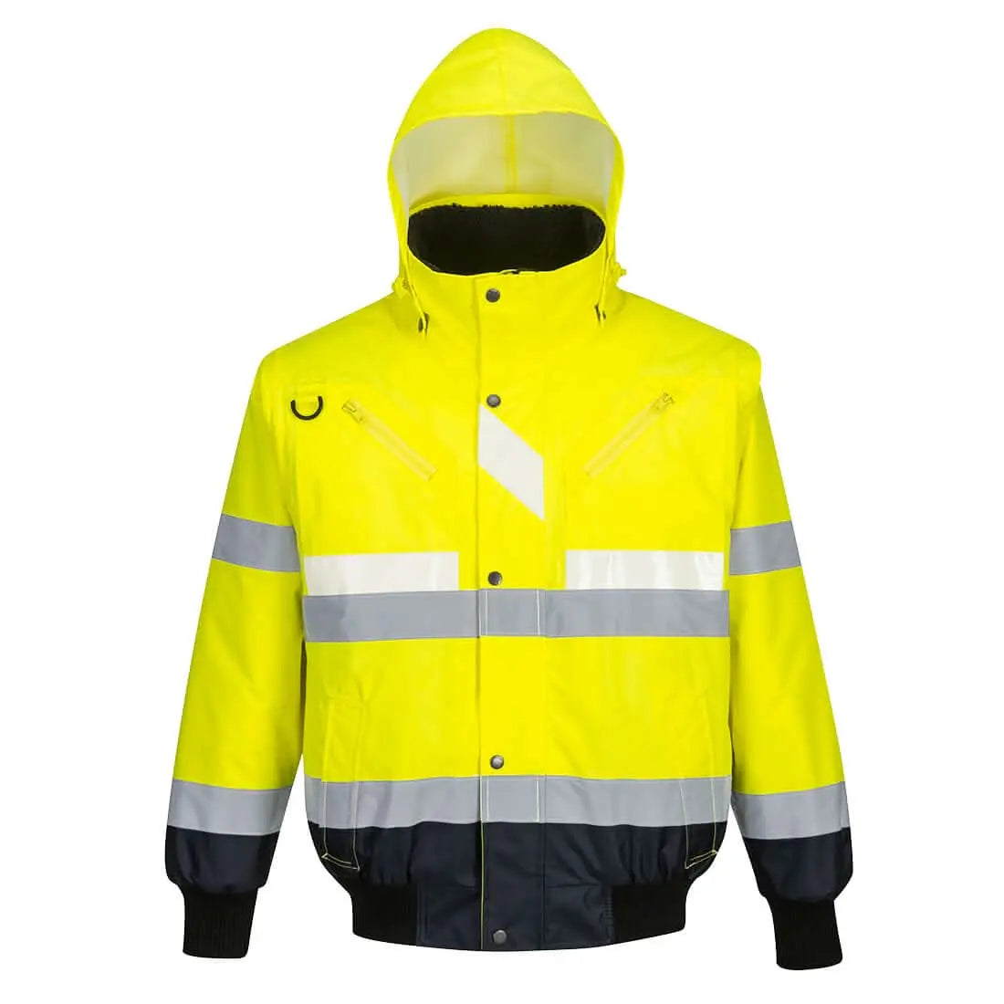 Portwest Glowtex Hi Vis 3 In 1 Contrast Bomber Jacket G465 - Yellow Navy - Customisable Jacket