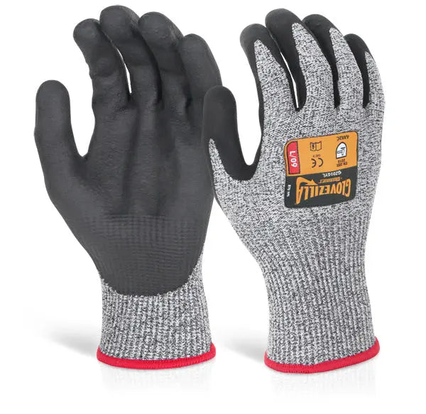 Glovezilla Beeswift Glovezilla Nitrile Palm Coated Gloves Gz01 - Grey - Customisable Cut Resistant