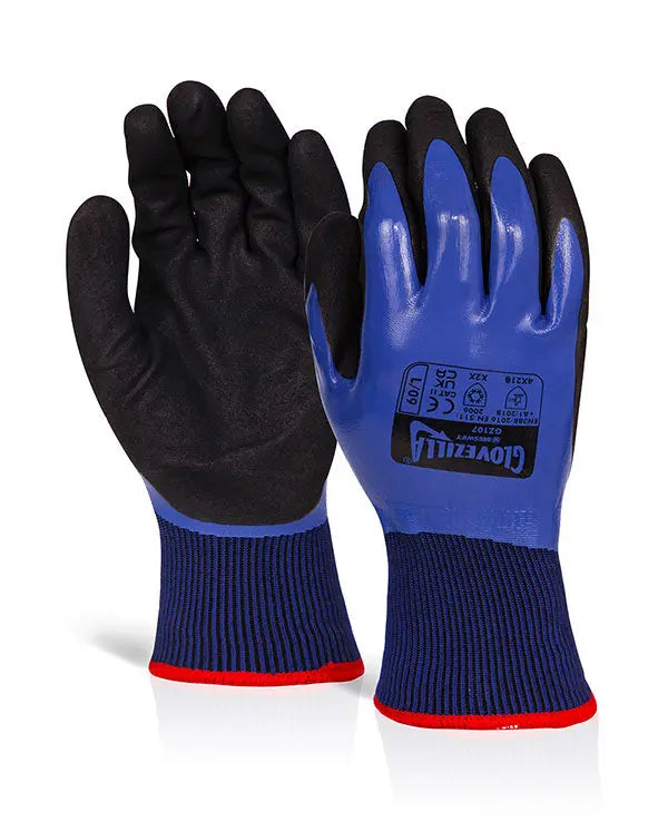 Glovezilla Waterproof Thermal Nitrile Gloves Gz107 Bn - Blue - Customisable Nitrile
