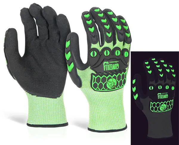 Glovezilla Beeswift Glovezilla Glow In The Dark Foam Nitrile Coated Gloves Gz66 - Green - Customisable Nitrile